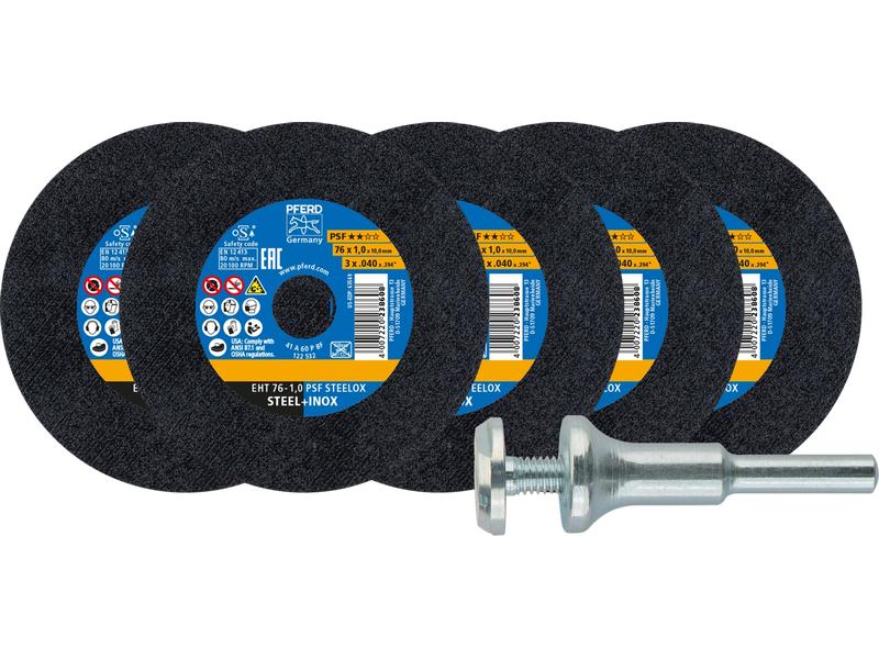 Pferd Starterkit Trennscheiben EHT 76 x 1.0 x 10 mm gerade Für Geradschleifer mit Aufspannbolzen