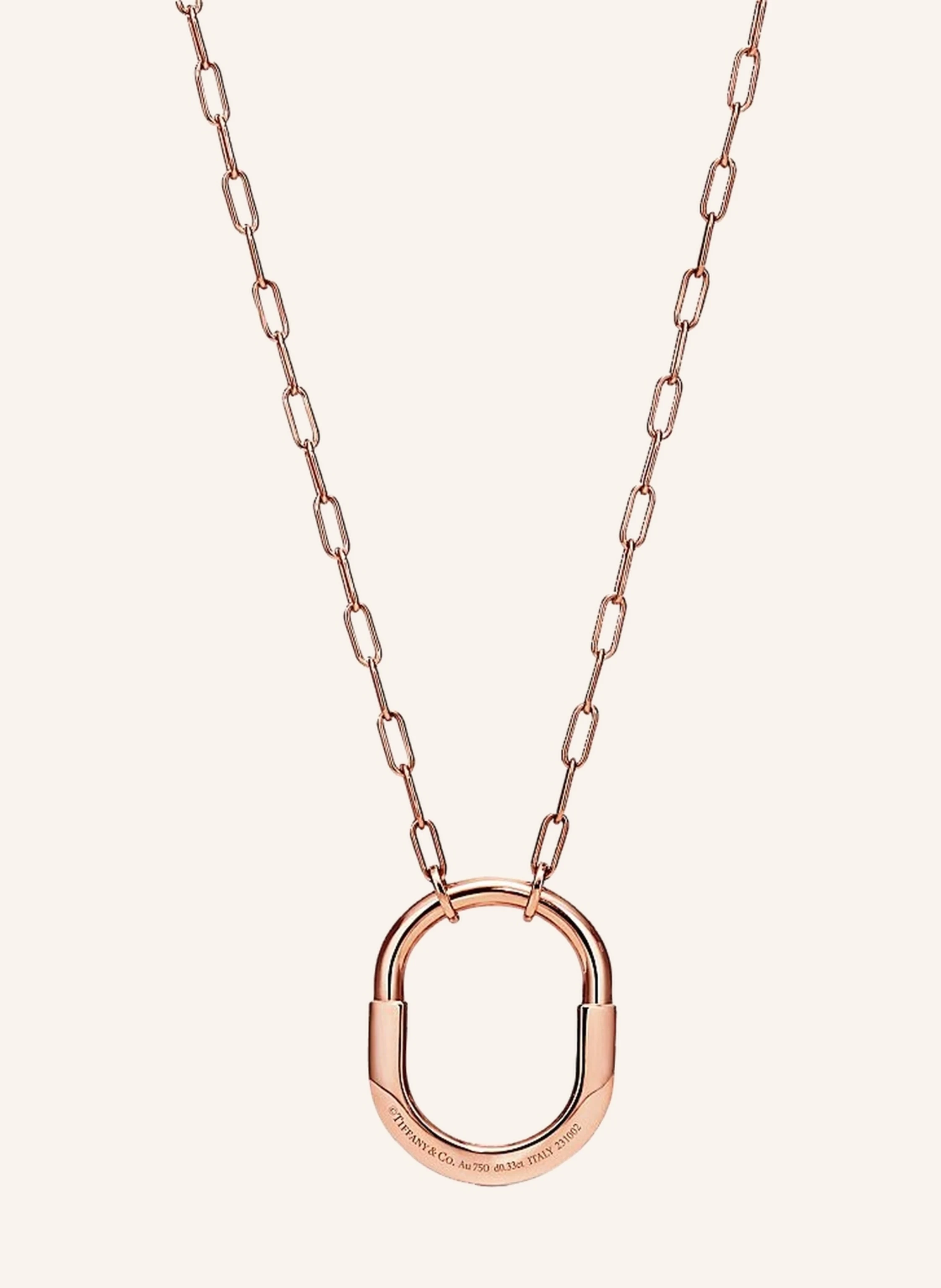 TIFFANY & Co. Tiffany Lock ANHÄNGER aus 18 Karat Roségold mit Diamanten im runden Brillantschliff.