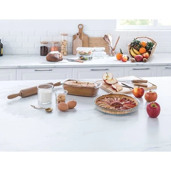 Lot moules à cake 24 cm et à tarte 26 cm en verre borosilicate Mathon