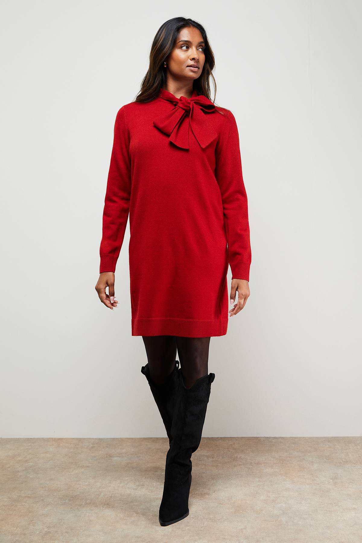 Oasis Robe Mini Tricotée à Nœud Lavallière