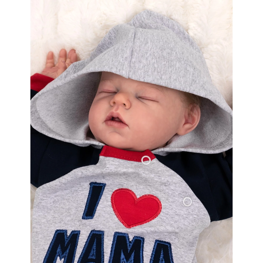 Baby Sweets Overall I love Mama & Papa rot grau navy