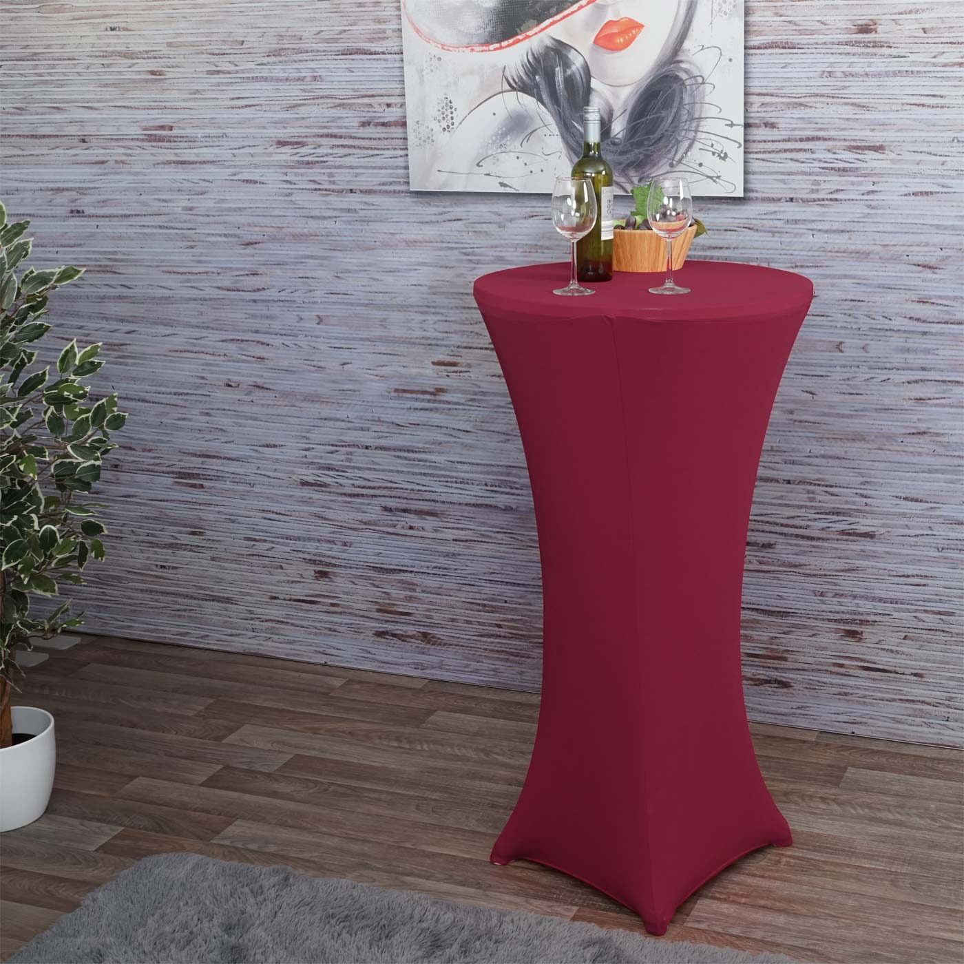 Stehtischhusse MCW-J30, Tischhusse Husse Bezug Überzug, Stretch Ø 60cm ~ bordeaux-rot