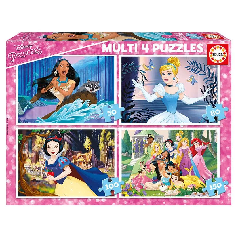 PUZZLE MULTI 4 EN 1 50 A 150 PIECES DISNEY PRINCESSES