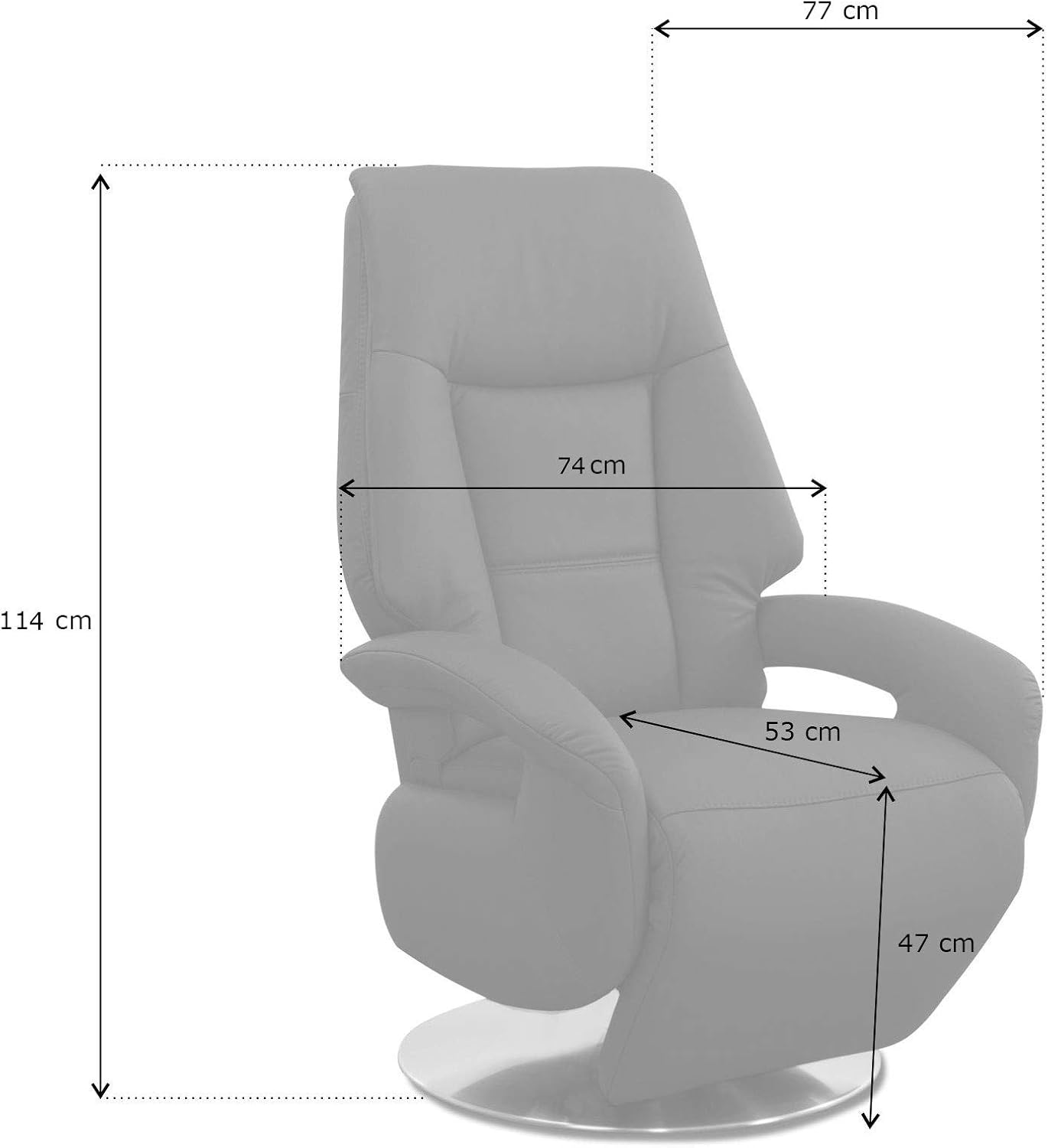 Cavadore Ledersessel Edinburgh / Fernsehsessel mit elektrisch verstellbarer Relaxfunktion / 2 E-Motoren / 74 x 114 x 77 / Echtleder: weiß