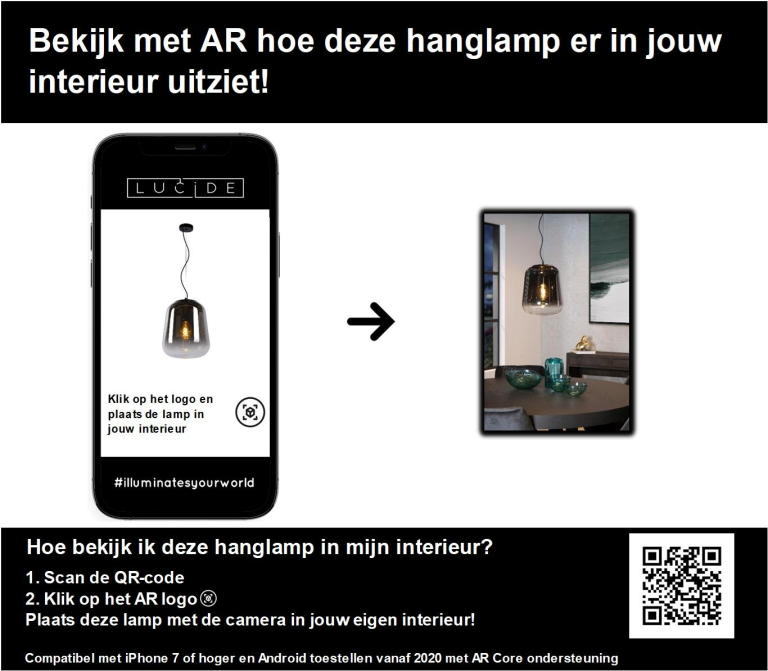 Lucide Glorio Ø32 hanglamp zwart
