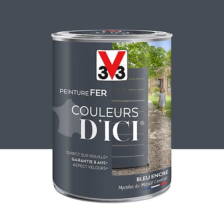 Peinture extérieure fer Couleurs d'ici bleu encré Velours V33 1,5L