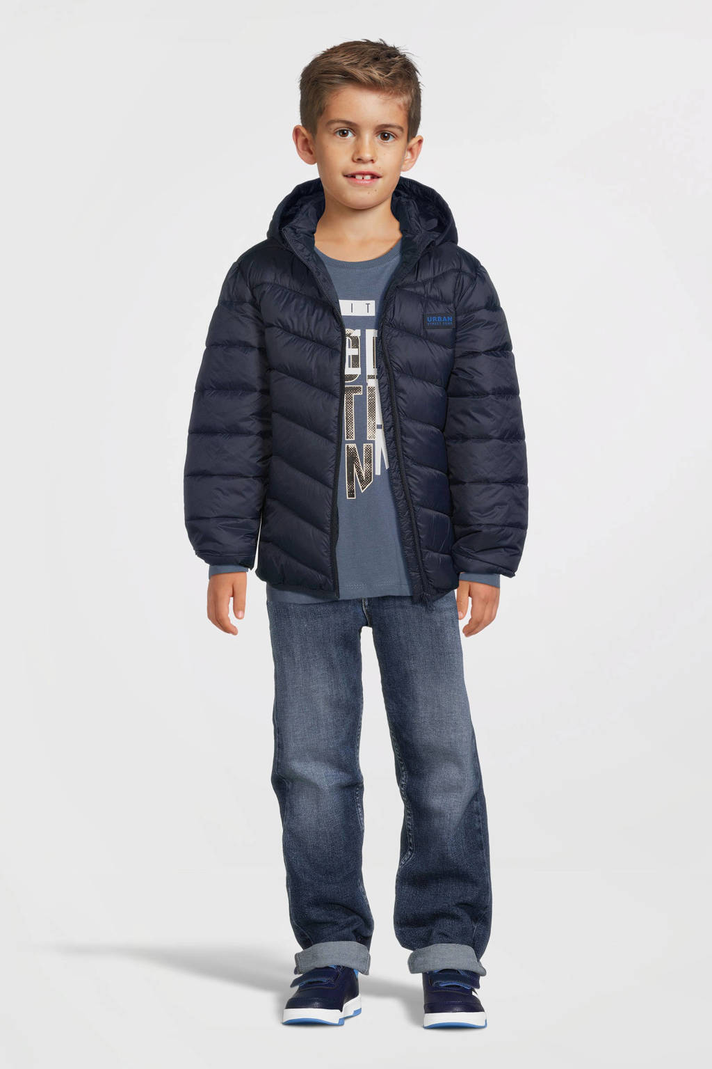 NAME IT longsleeve NKMVICTOR met printopdruk middenblauw