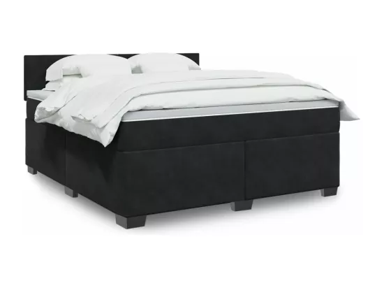 Sommier à lattes de lit avec matelas Noir 180x200 cm Velours