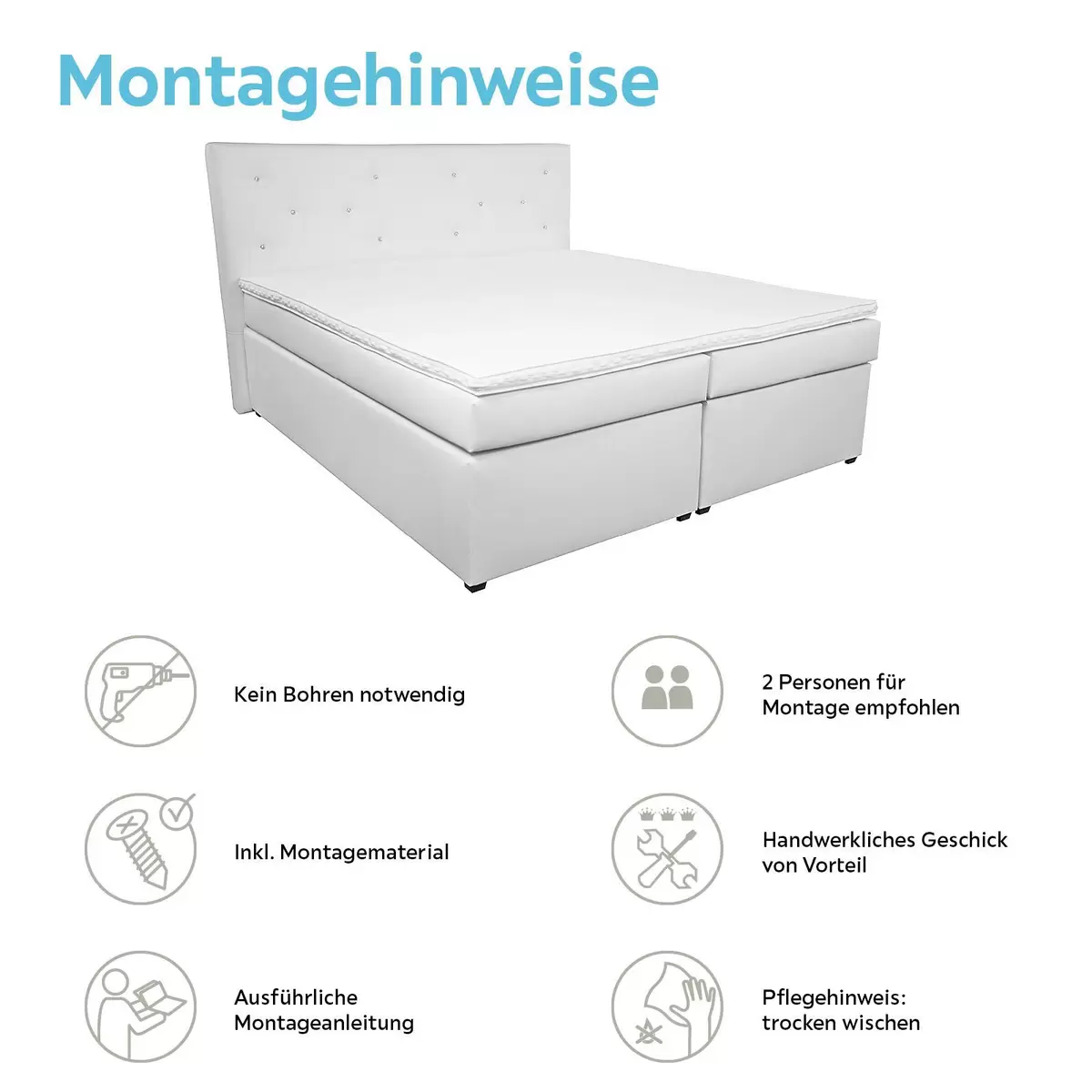 Boxspringbett Luminosa 180 x 200 weiss