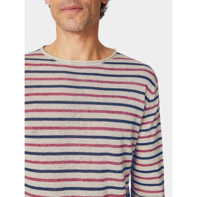 Herren-Strickpulli, Beige-Rot-Blau