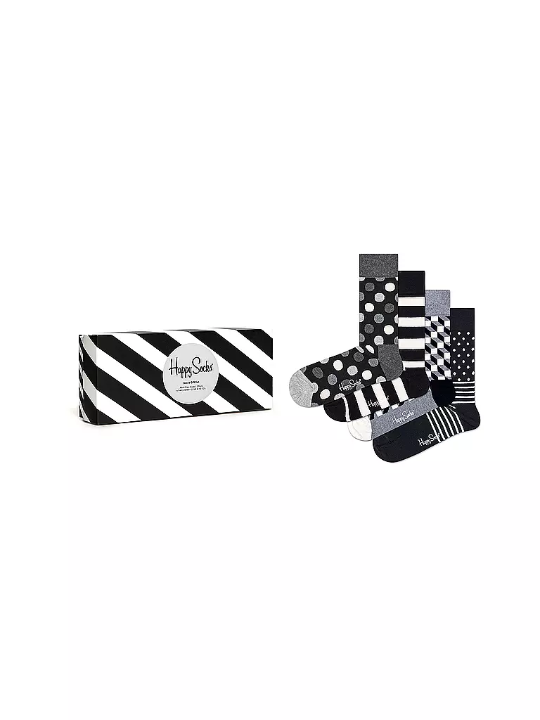 HAPPY SOCKS Herren Geschenkbox Socken BLACK & WHITE 4-er Pkg 41-46 black schwarz
