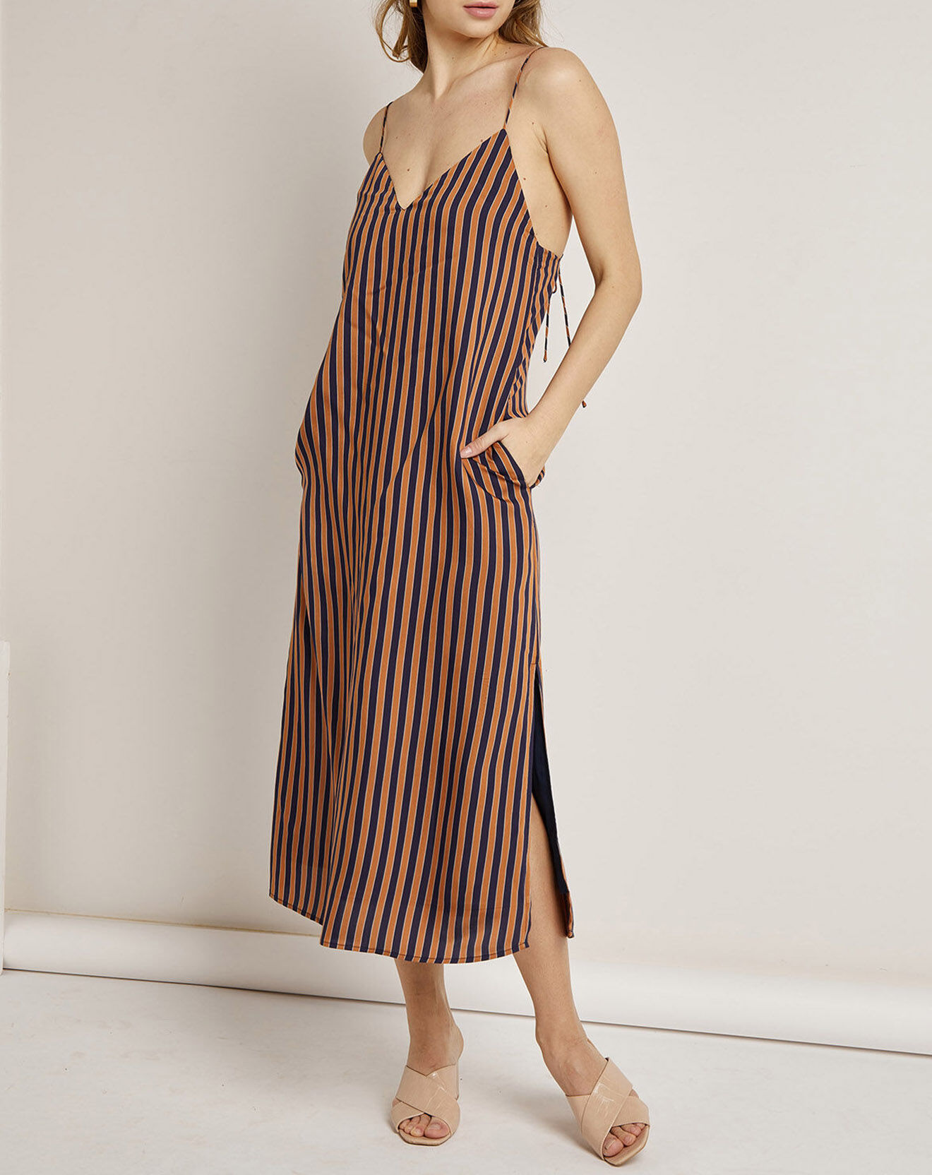 See u Soon Robe Chloé rayée marron