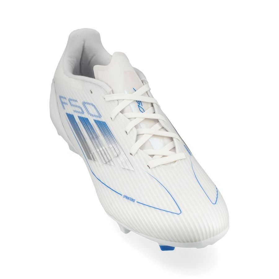 adidas F50 League FG/AG Polar Victory - Blanc/Argenté/Bleu