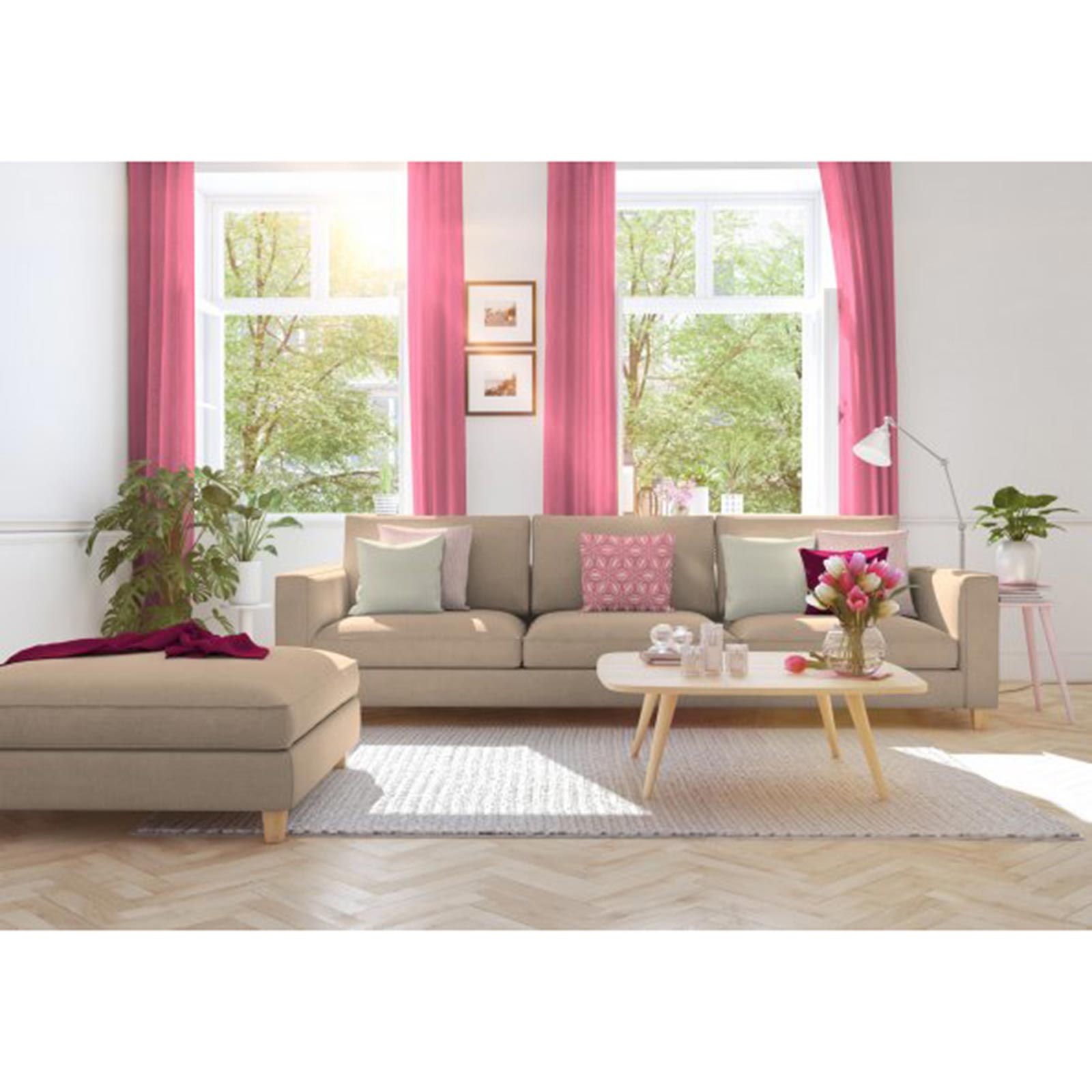 Einzelschal UNI COLLECTION - pink - mit Kräuselband - 145x145 cm