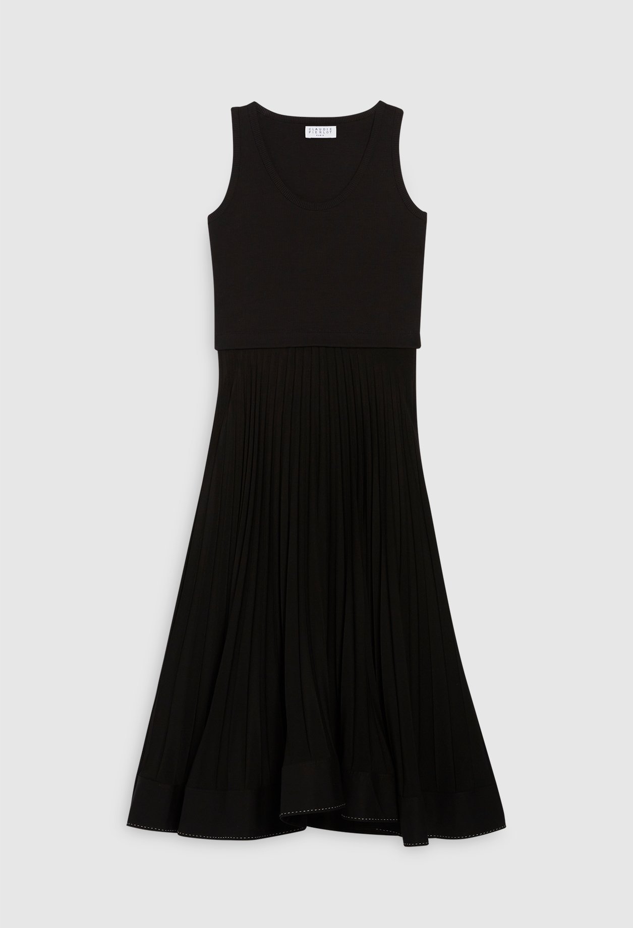 Robe longue trompe l'&oelig;il noire