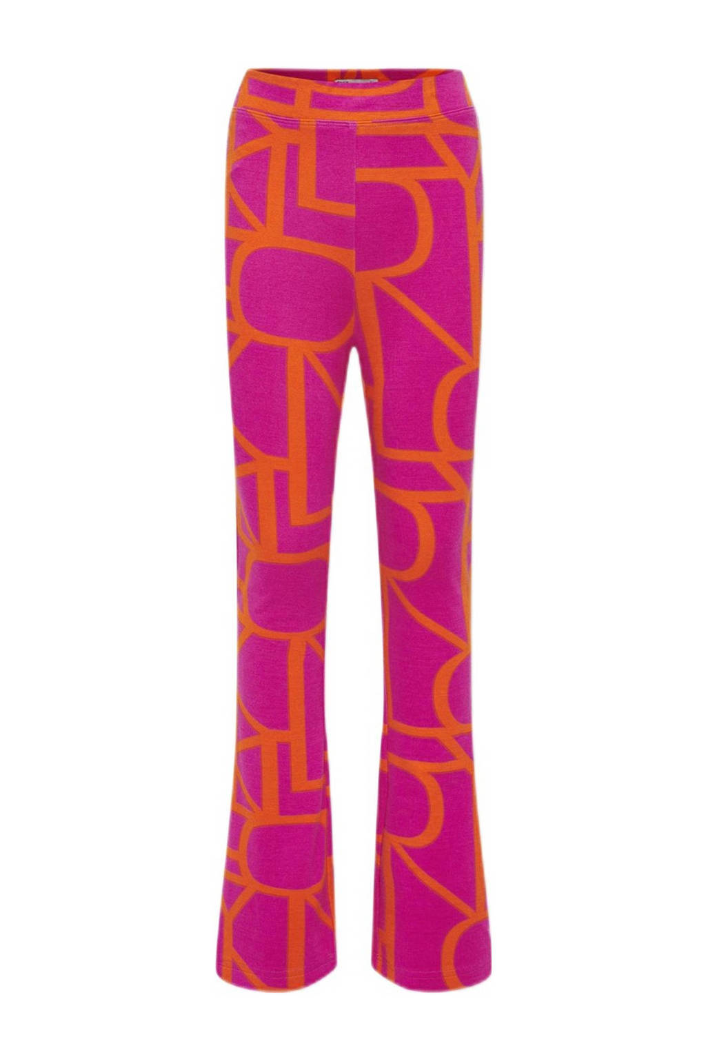 ONLY flared broek KOGPAIGE met all over print fuchsia/oranje