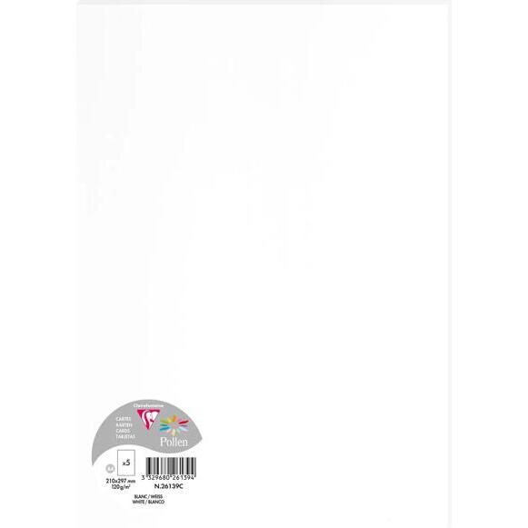 Feuille Pollen 210 x 297 mm 120 g/m2 blanc - Paquet de 5