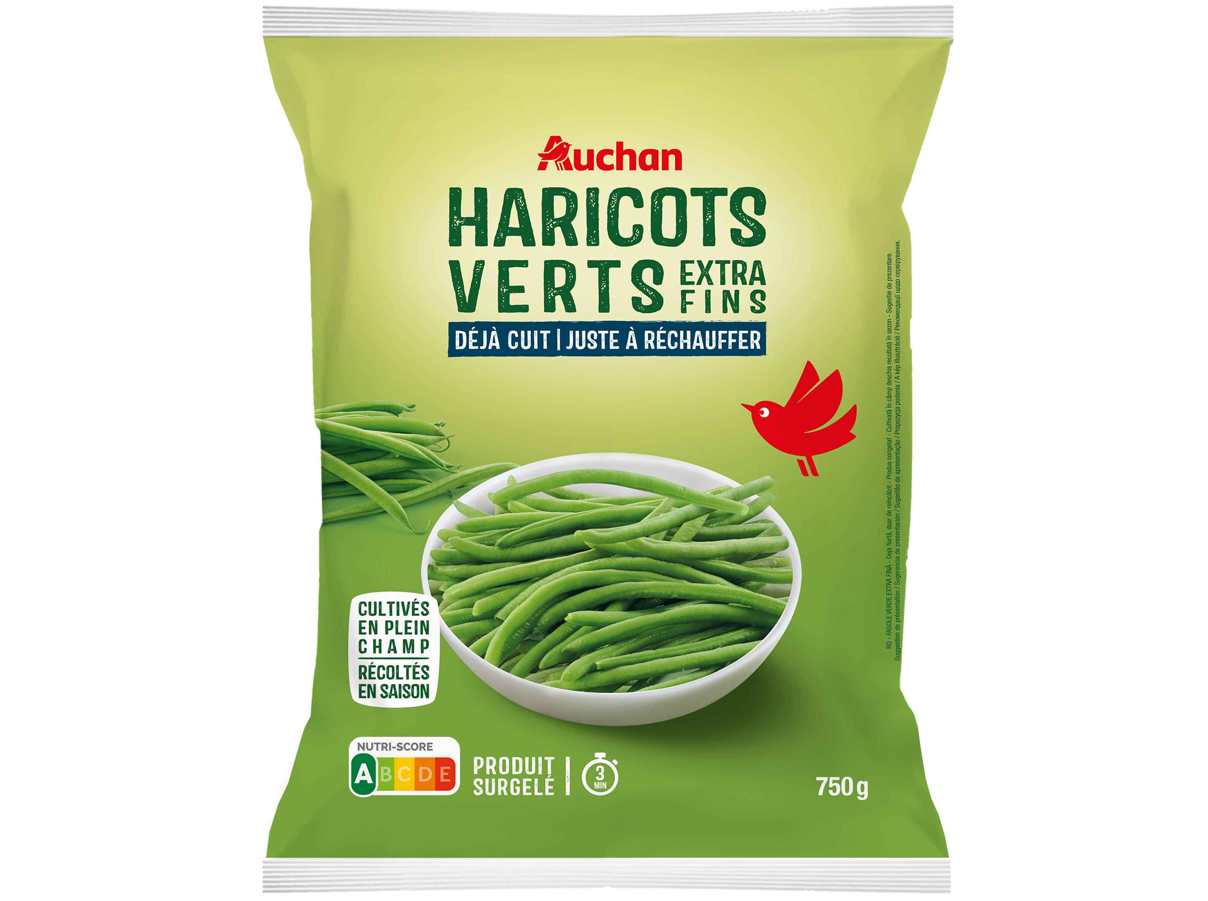 FEIJÃO-VERDE AUCHAN EXTRAFINO COZIDO ULTRACONGELADO 750G