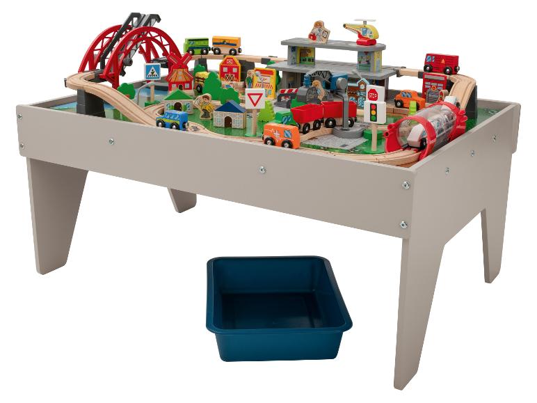 Houten speeltafel met treinset