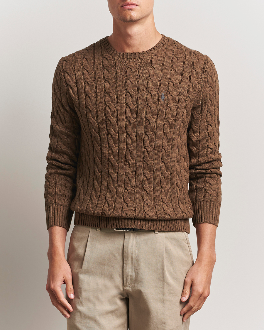 Polo Ralph Lauren Cotton Cable Pullover Coffee Brown Heather