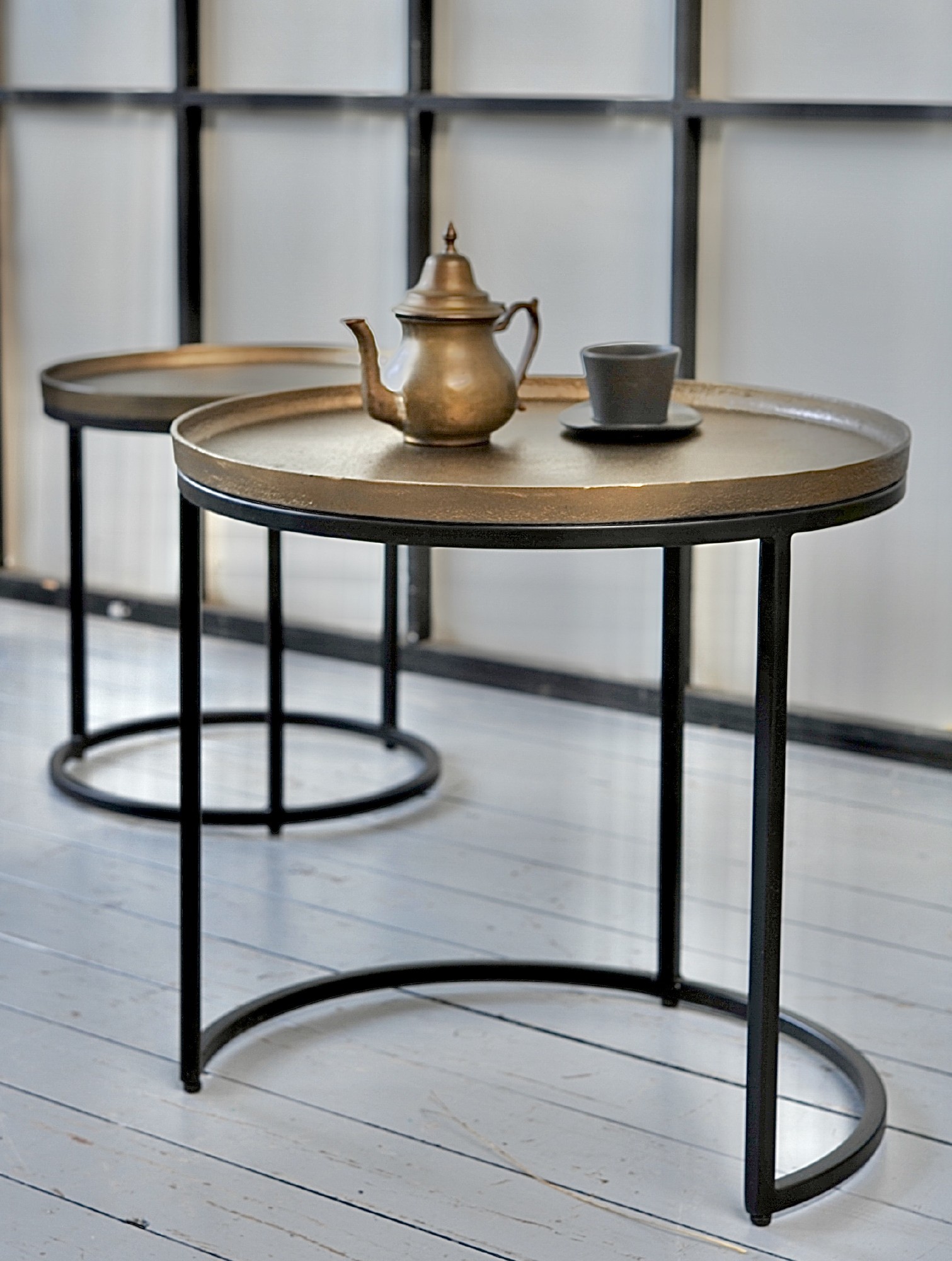 3er-Set Beistelltisch 'Lucia', gold, schwarz von fischer's lagerhaus