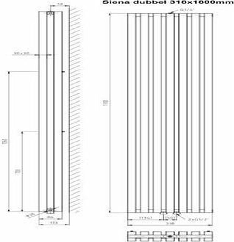 Plieger - Siena - Designradiator - Wit - Dubbele Variant - 1096 Watt