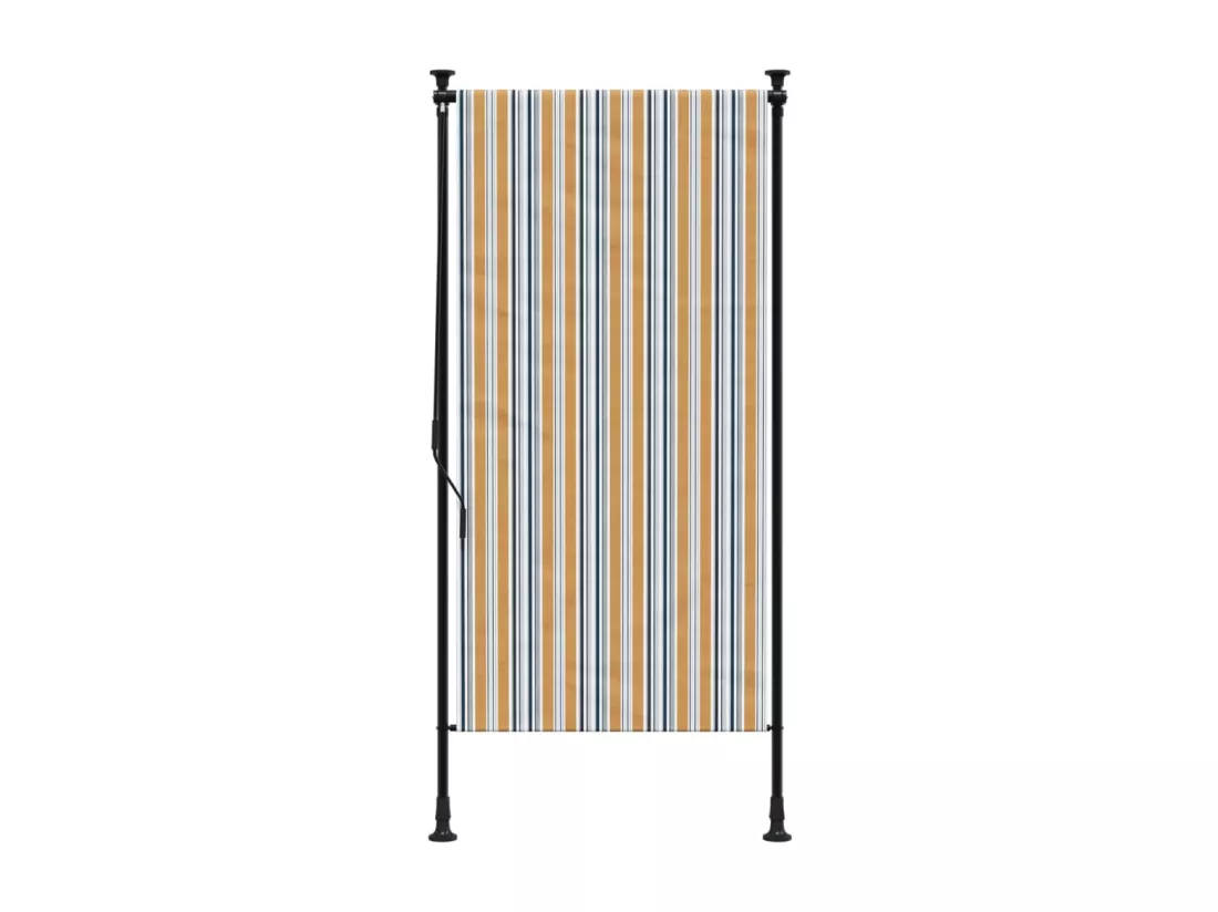 Store roulant d'extérieur jaune et blanc 120x270 cm tissu acier