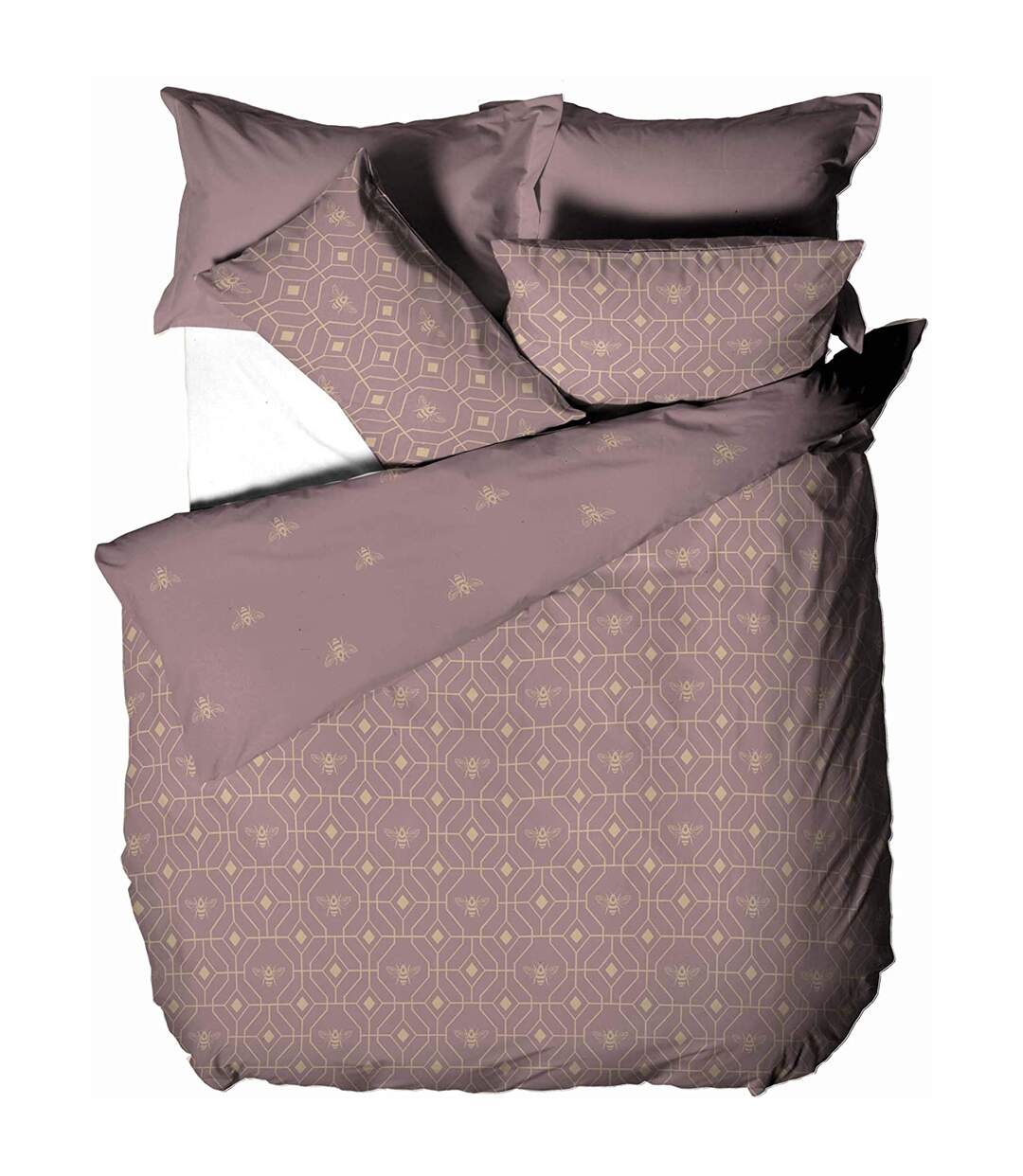 Furn - Parure de lit BEE DECO (Mauve pâle) - UTRV1676