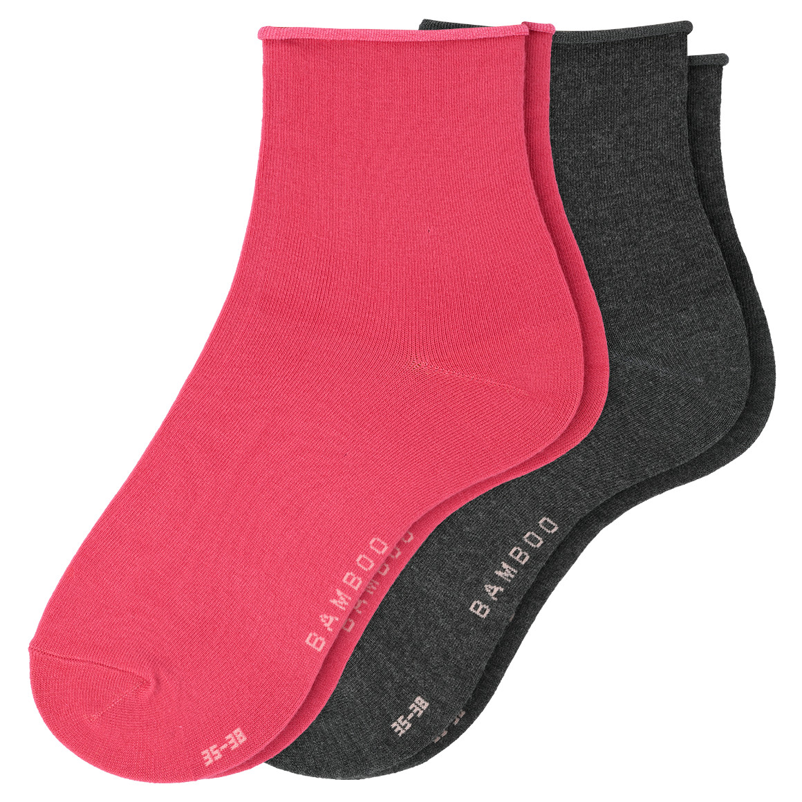 Gina Benotti 2 Paar Damen Socken mit Viskose hellrot / dunkelgrau