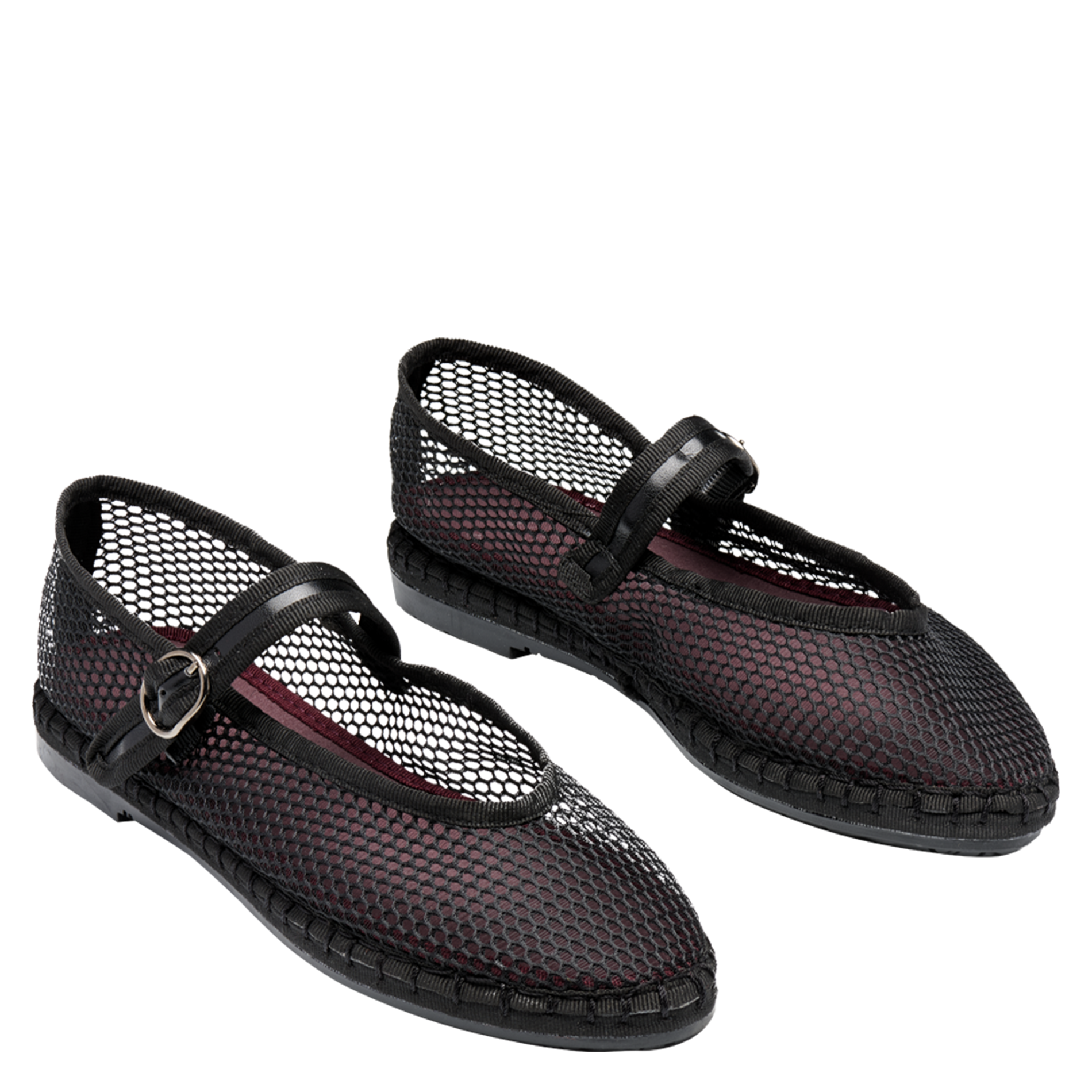ISABELLA BLACK - Ballerines plates en mesh | Noir