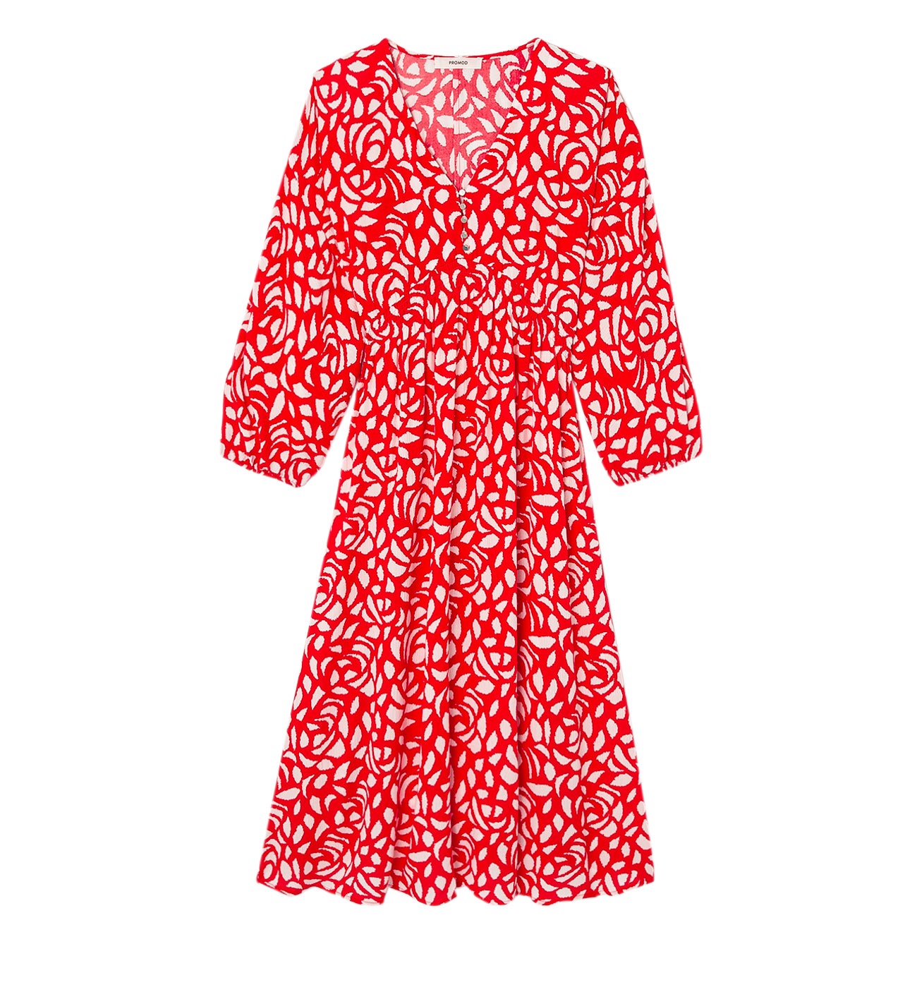 Robe à manches ballon Femme - Imprimé rouge