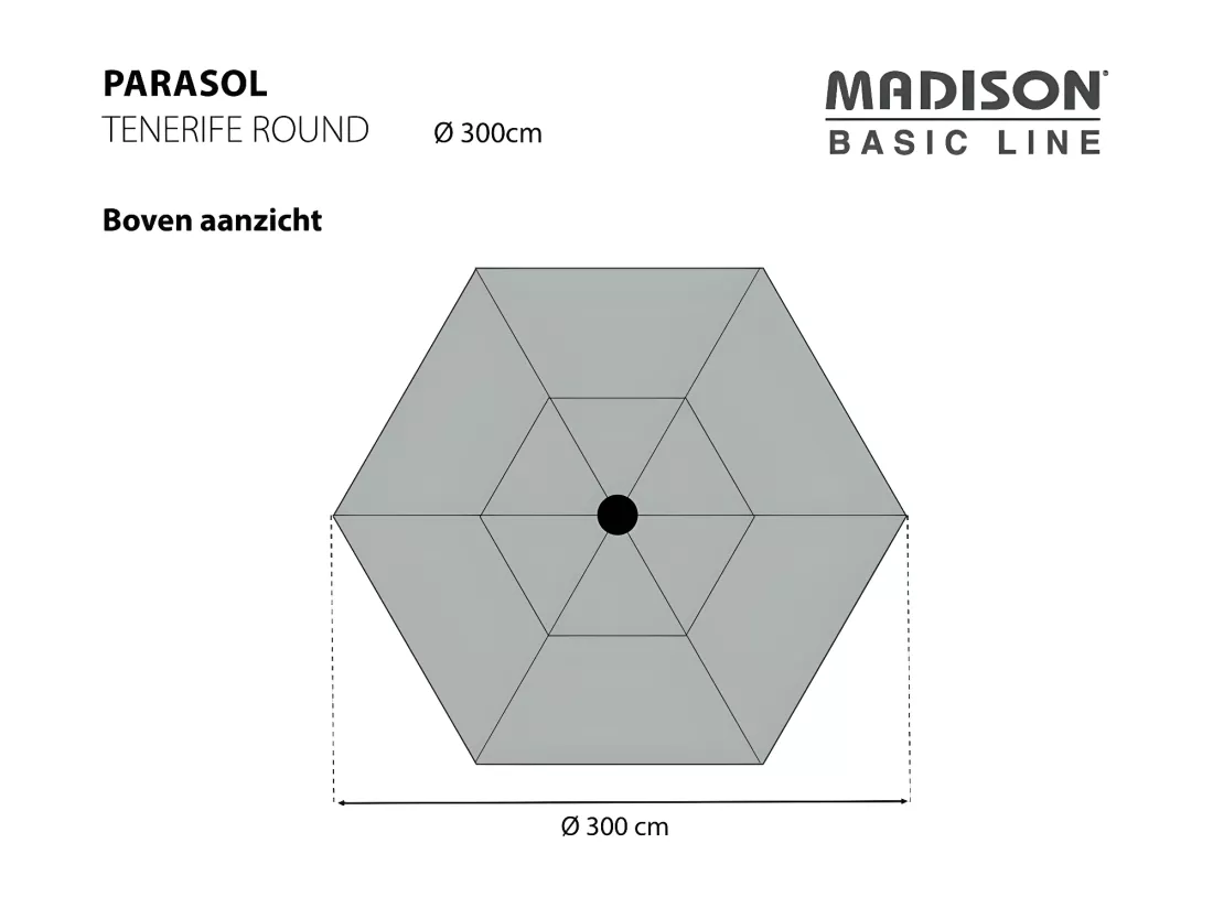 Parasol Tenerife 300 cm Rond Gris