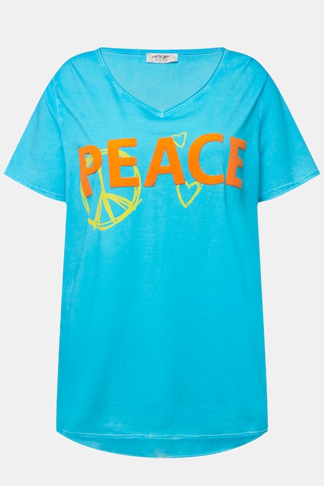 T-Shirt, PEACE Druck, Rundhals, Halbarm