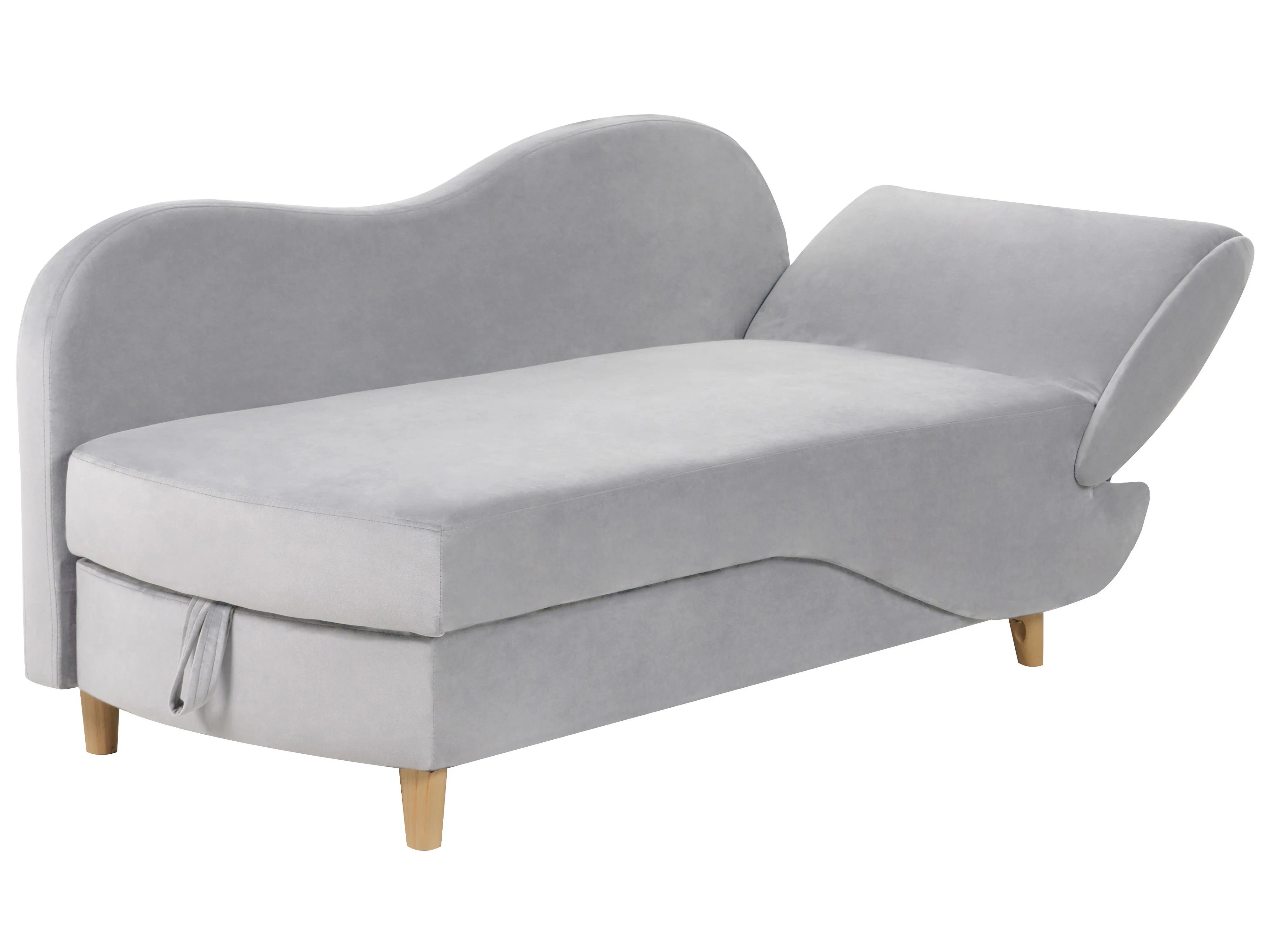 Rechtszijdige chaise longue MERI Fluweel Lichtgrijs met opbergruimte