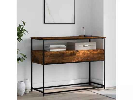 Table console chêne fumé 100x40x75 cm bois d'ingénierie