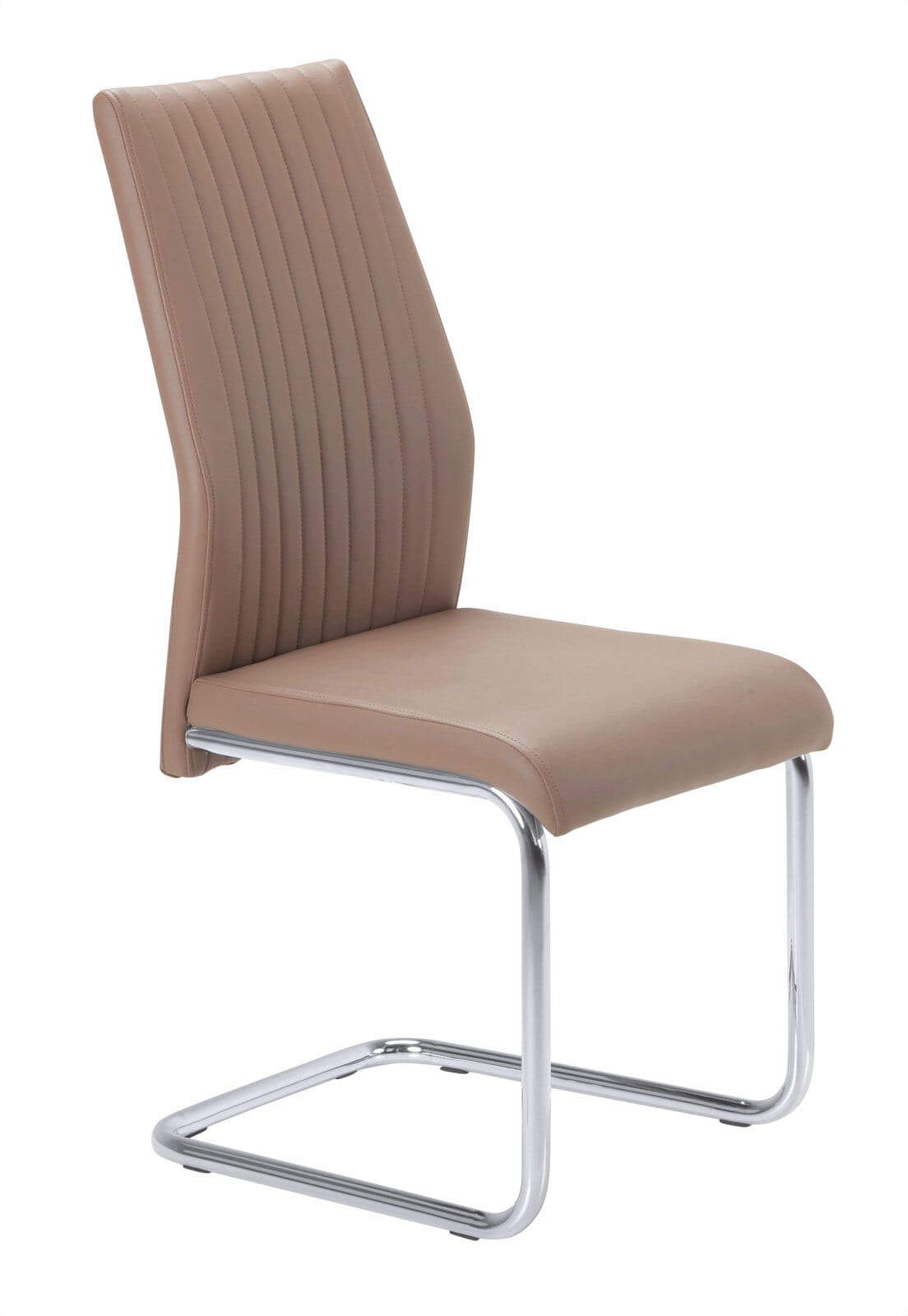 Stuhl Steffi Lederlook Grau / Gestell verchromt
