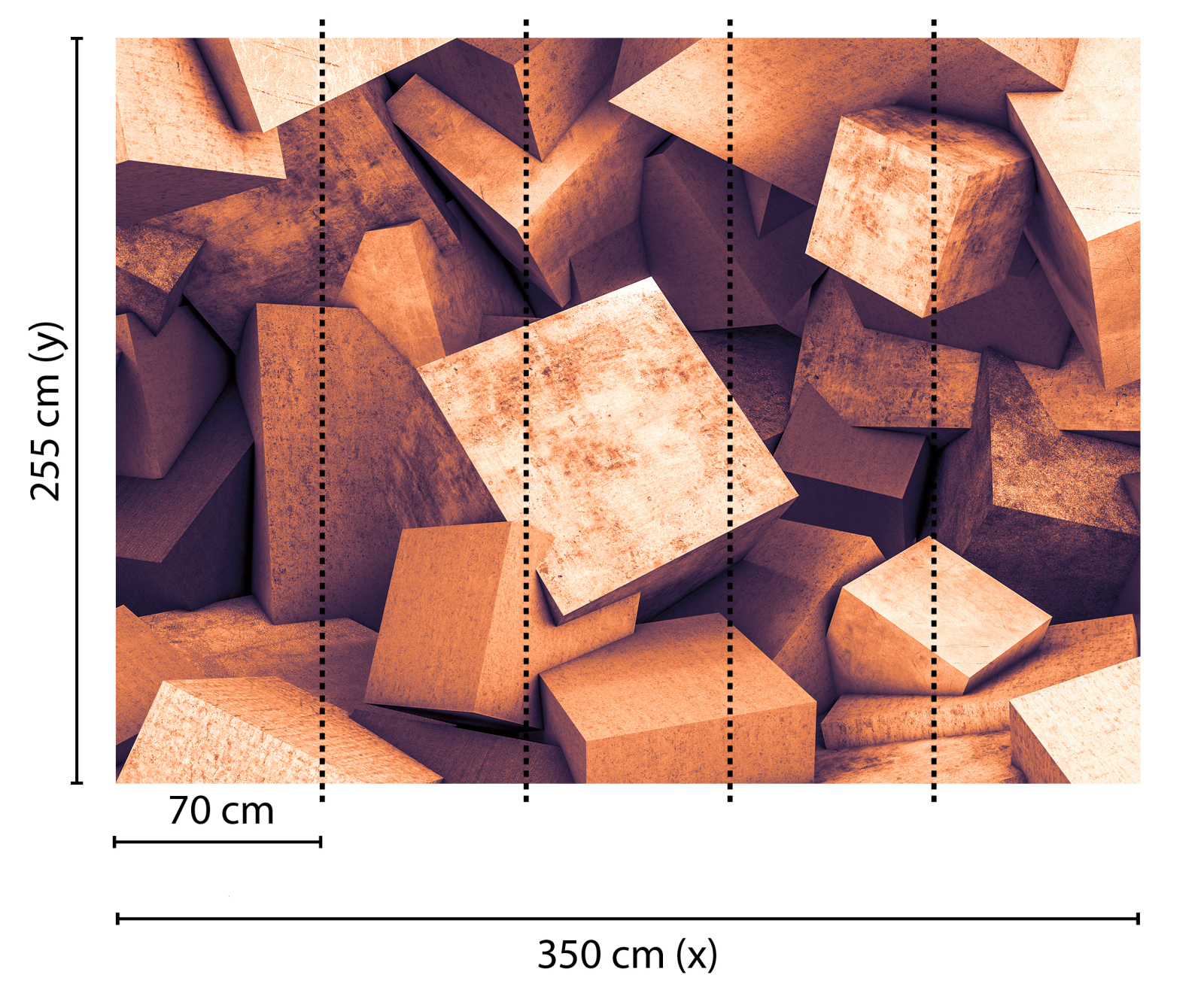 Fototapete DESIGNWALLS - orange - 3D-Art - 2,55 Meter