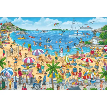 Schmidt Spiele KinderPuzzle - Wo ist das kleine Segelboot? 3x24 Teile KinderPuzzle -