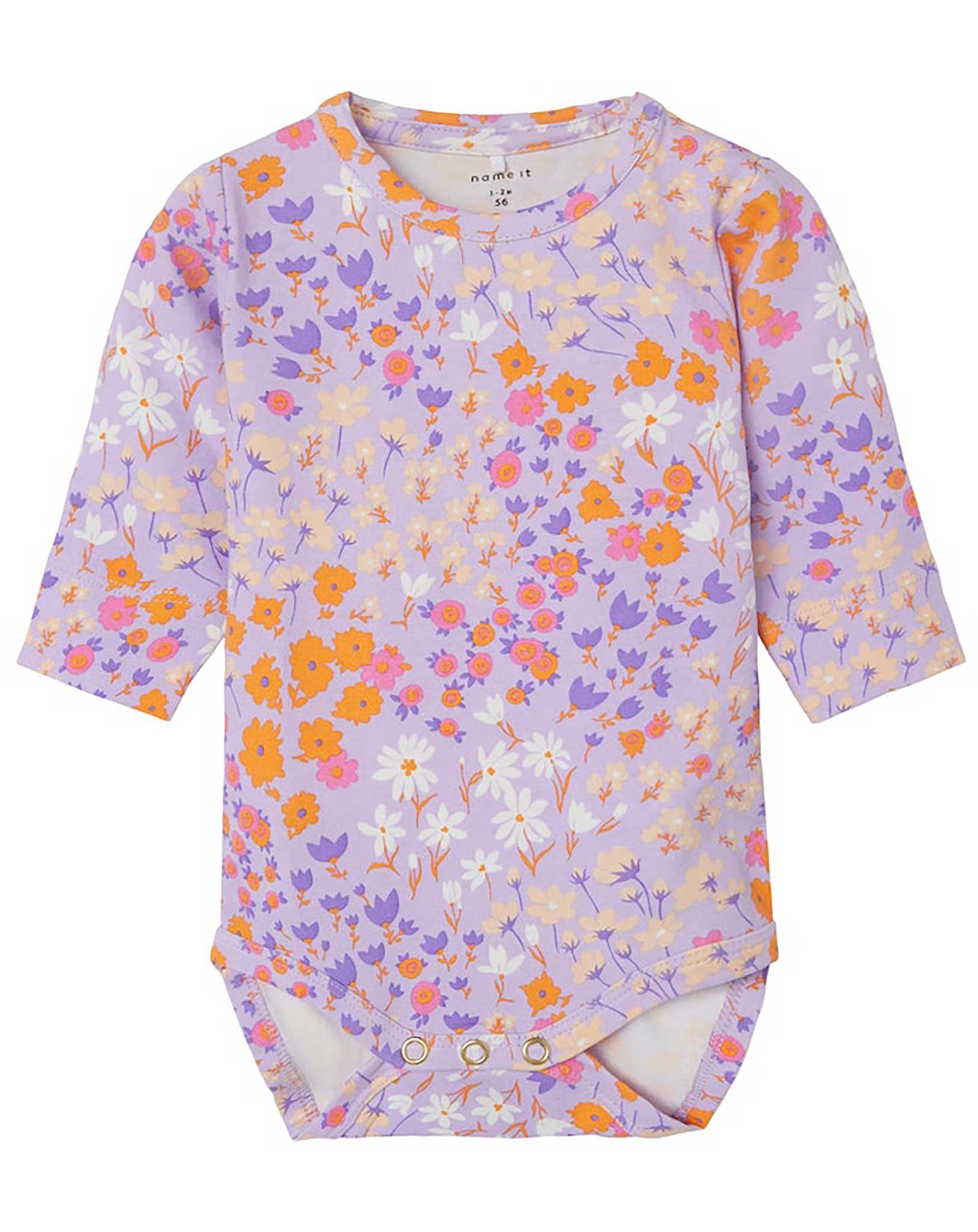 Langarmbody NBFTUNNA FLOWERS in lilac breeze