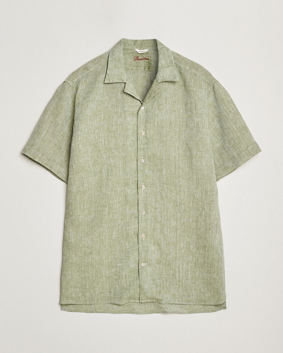 Stenströms Short Sleeve Linen Shirt Green