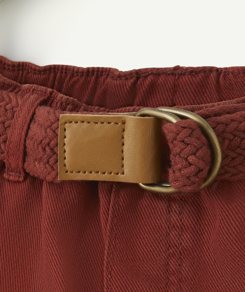 PANTALON RELAX BÉBÉ GARÇON EN VISCOSE RESPONSABLE ROUILLE AVEC CEINTURE