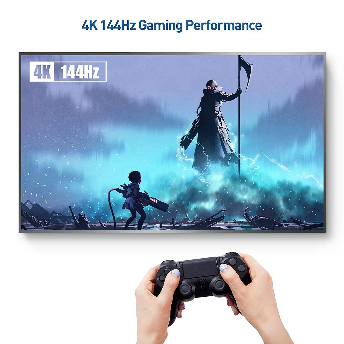 NORDIC-SERTIFISERT KABLER 1m VESA-sertifisert nylonflettet Displayport 2.1-kabel DP40 UHBR10 40Gbps 8K60H 4K144Hz