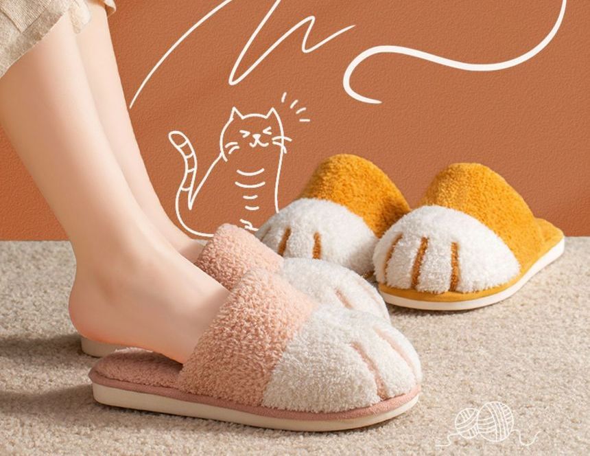 FRAISO - Kattenpoot Fleece Huispantoffels