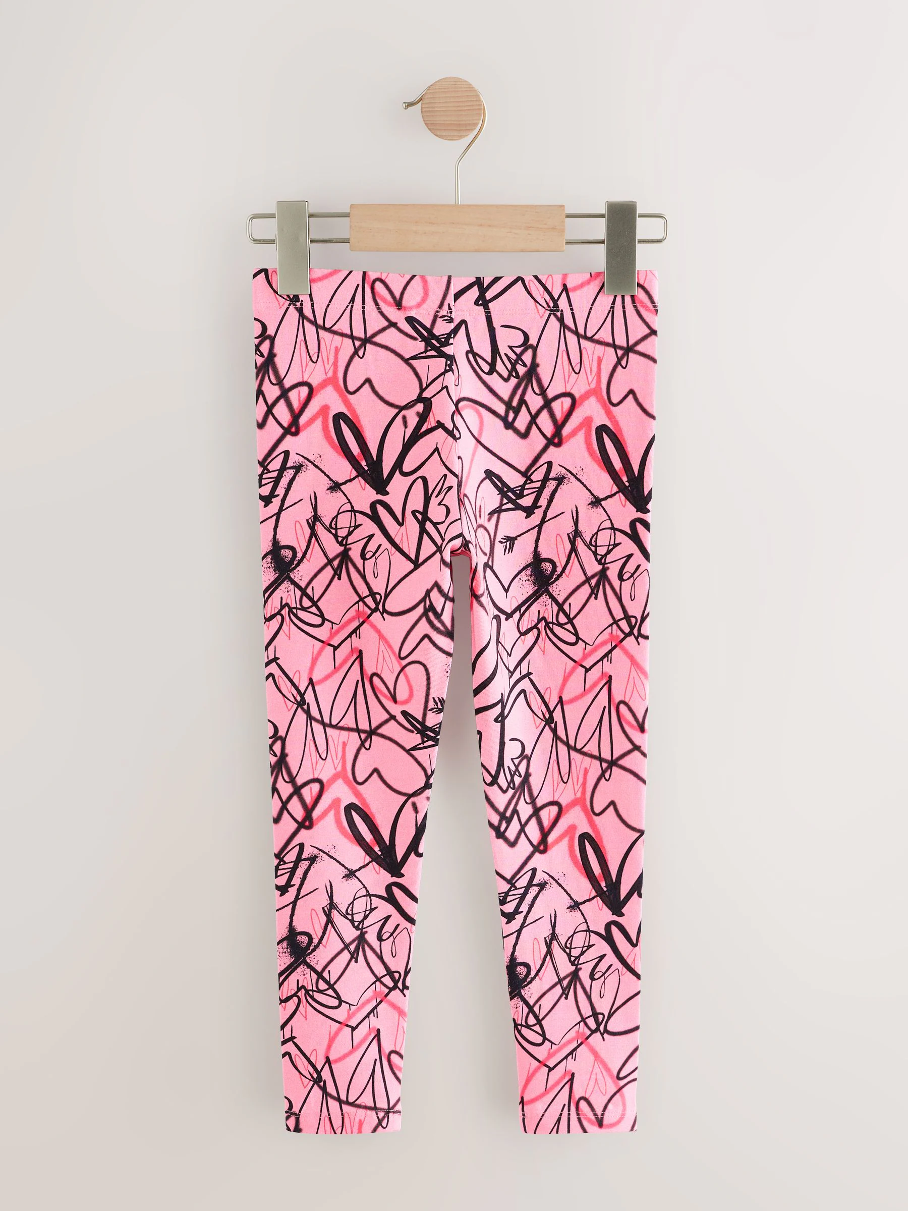 Roze/Zwart Hartjesprint - Verpakking van 2 leggings (3-16 jr)