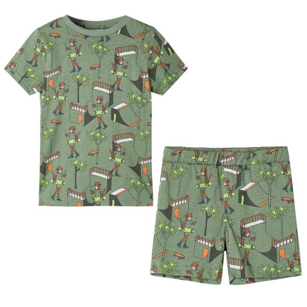 vidaXL Pijama de Manga Curta para Criança Caqui-claro 104 - 12510