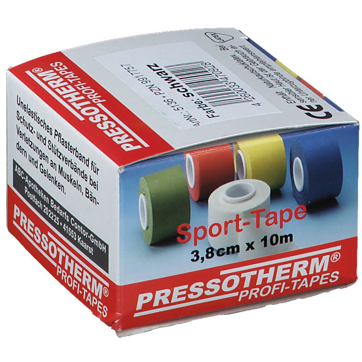 Pressotherm® Sport-Tape 3,8 cm x 10 m schwarz
