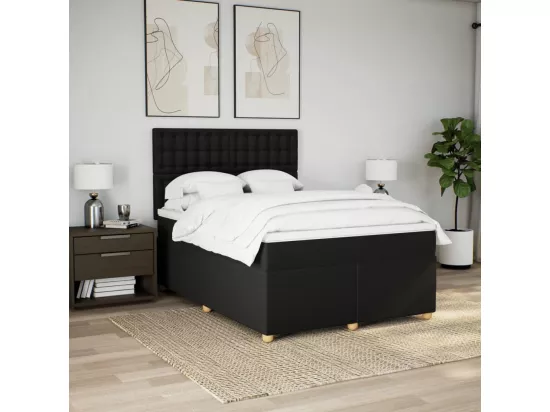 Sommier à lattes de lit avec matelas Noir 140x190 cm Tissu