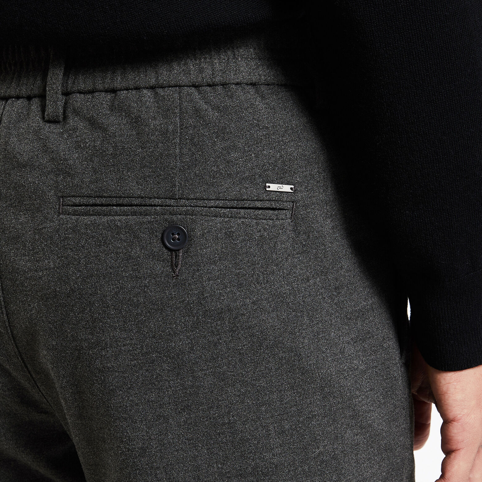 Pantalon slim chino bi stretch taille élastiquée Gris foncé