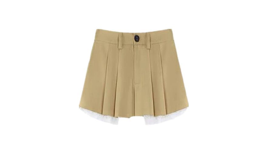 Leoom - Gestreept gebreid tanktopje / Laag uitgesneden geplooide A-lijn rok