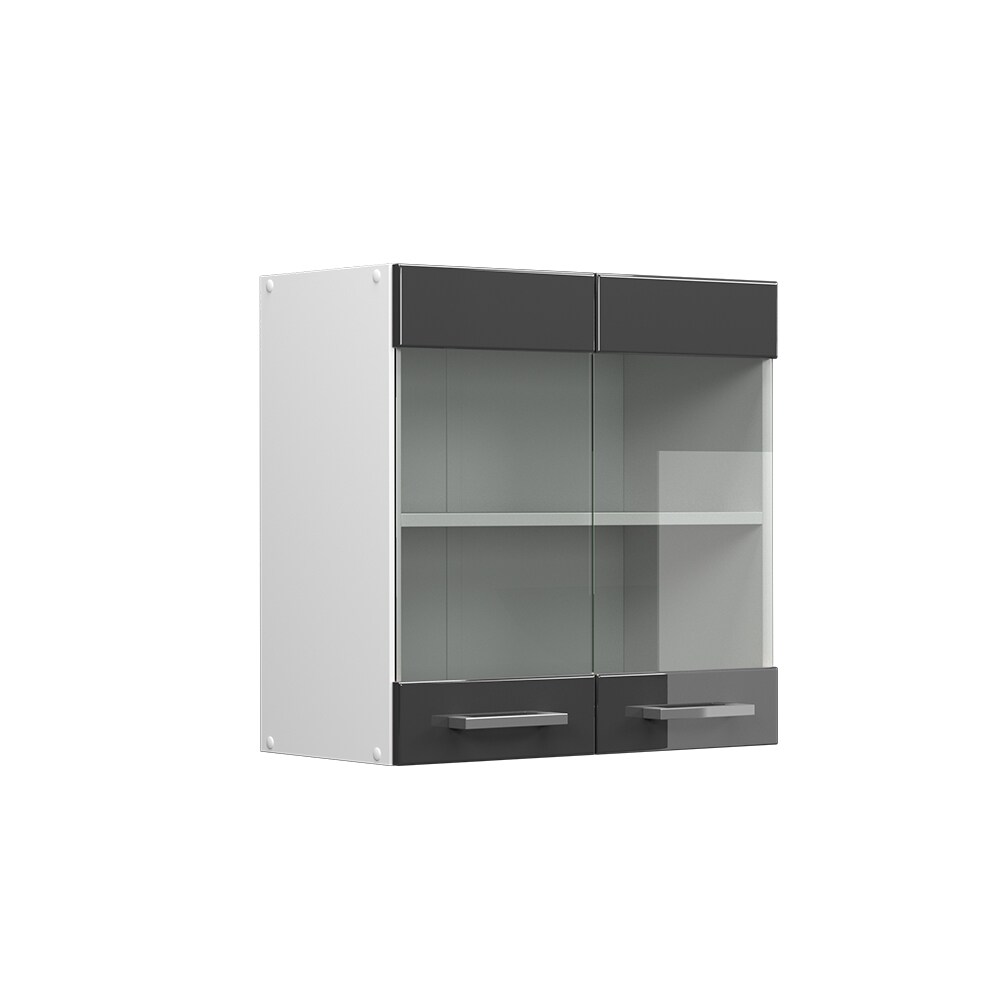 Vicco Hängeglasschrank Küchenschrank Küchenzeile R-Line 60 cm Weiß Anthrazit Tür Fächer Hochglanz
